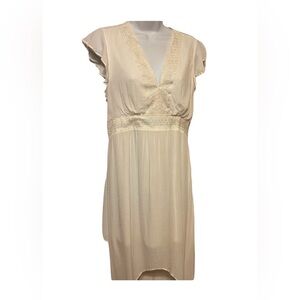 NWOT Beautiful Libby Edelman ivory short sleeve flowy summer dress